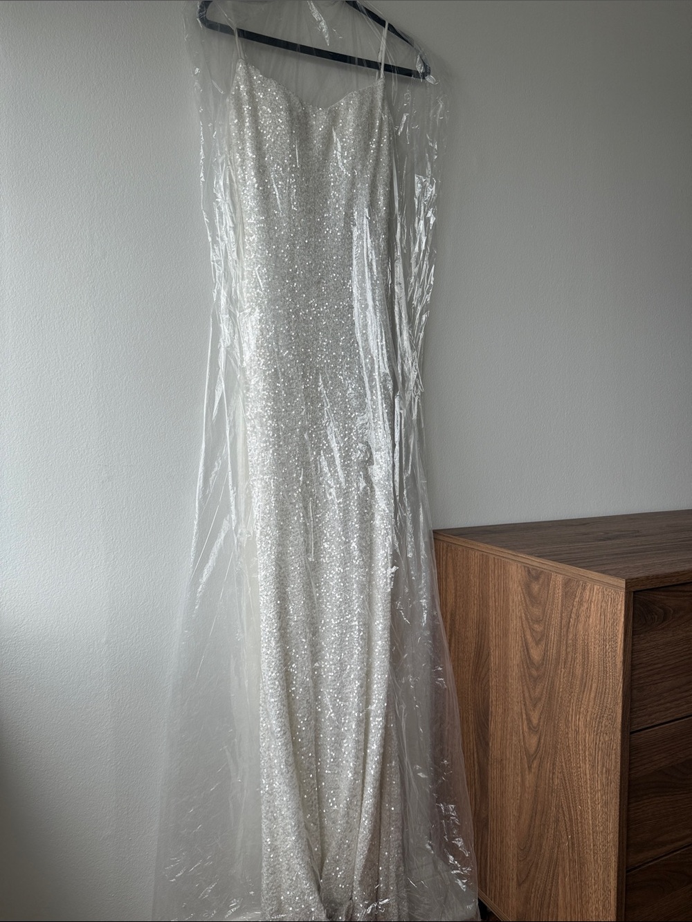 La Femme White Sequin Evening Gown (Worn for my wedding as 2nd dress)
